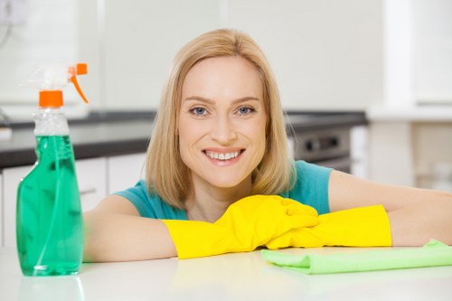 Technician reviewing safety procedures before carpet cleaning